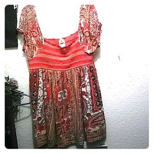 Women's Red off the shoulder boho blouse